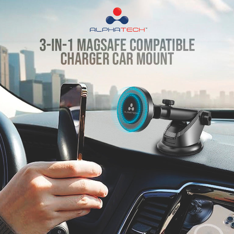 3-in-1 MagSafe Compatible Charger Car Mount