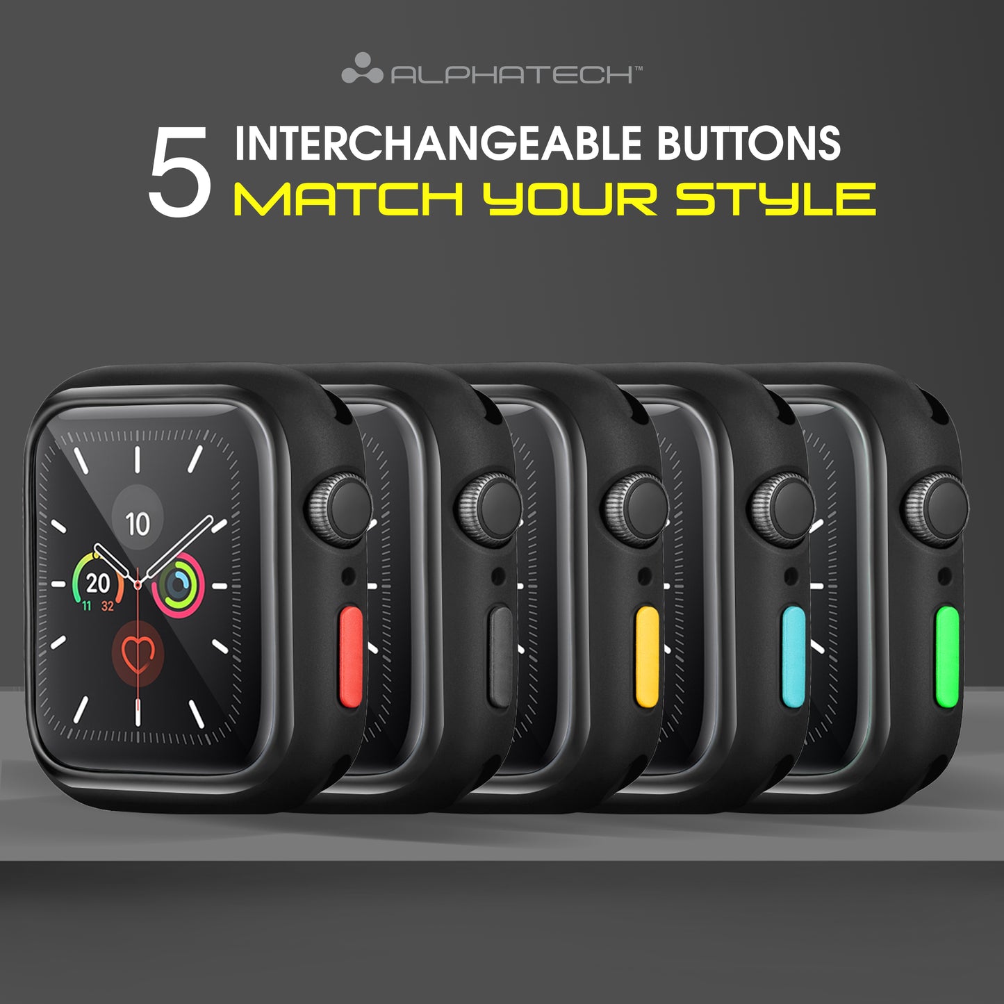 Alphatech Apple Watch Case with Colored Buttons