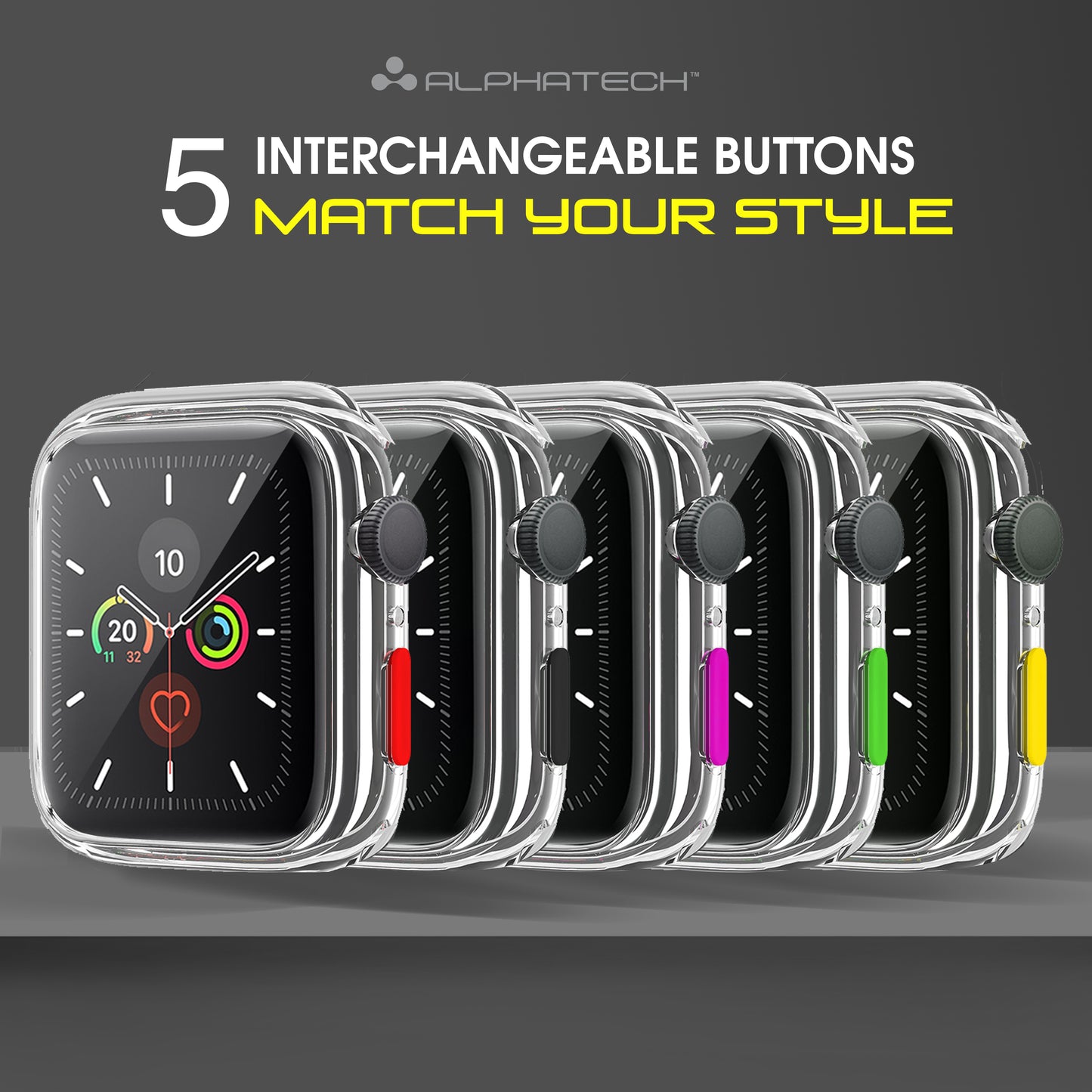 Alphatech Apple Watch Case with Colored Buttons