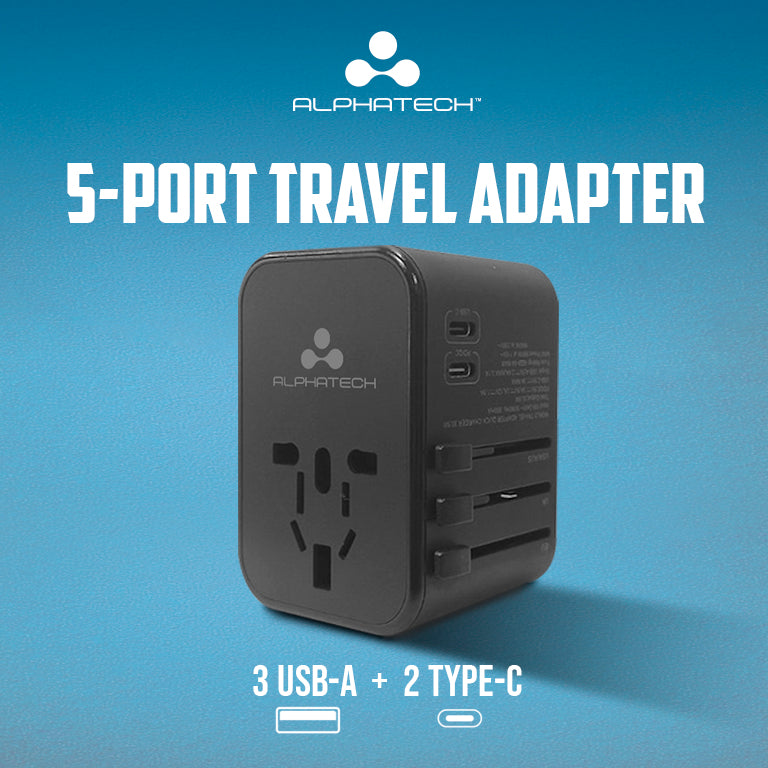 Alphatech 5-Port Travel Adapter