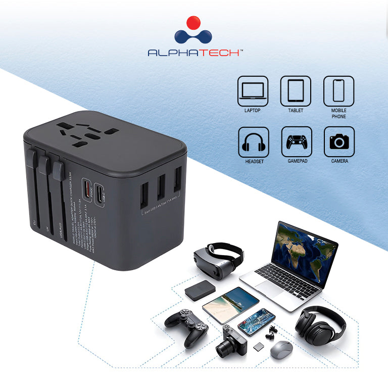 Alphatech 5-Port Travel Adapter