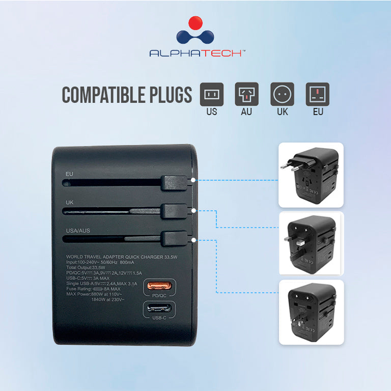 Alphatech 5-Port Travel Adapter