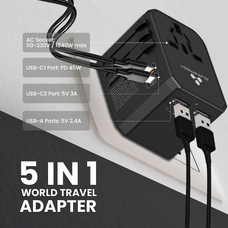 Alphatech World Travel Adapter (2 Type-C + 2 USB-A)