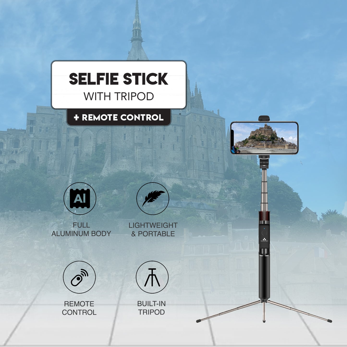 Alphatech Lightweight Selfie Stick Tripod
